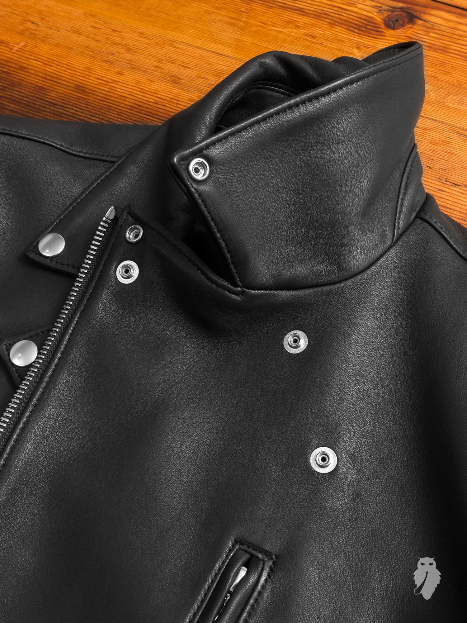 Lamb Leather Double Rider Jacket in Black
