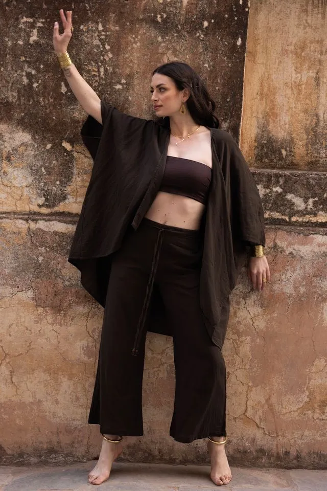 Lea Short Kimono - Brown