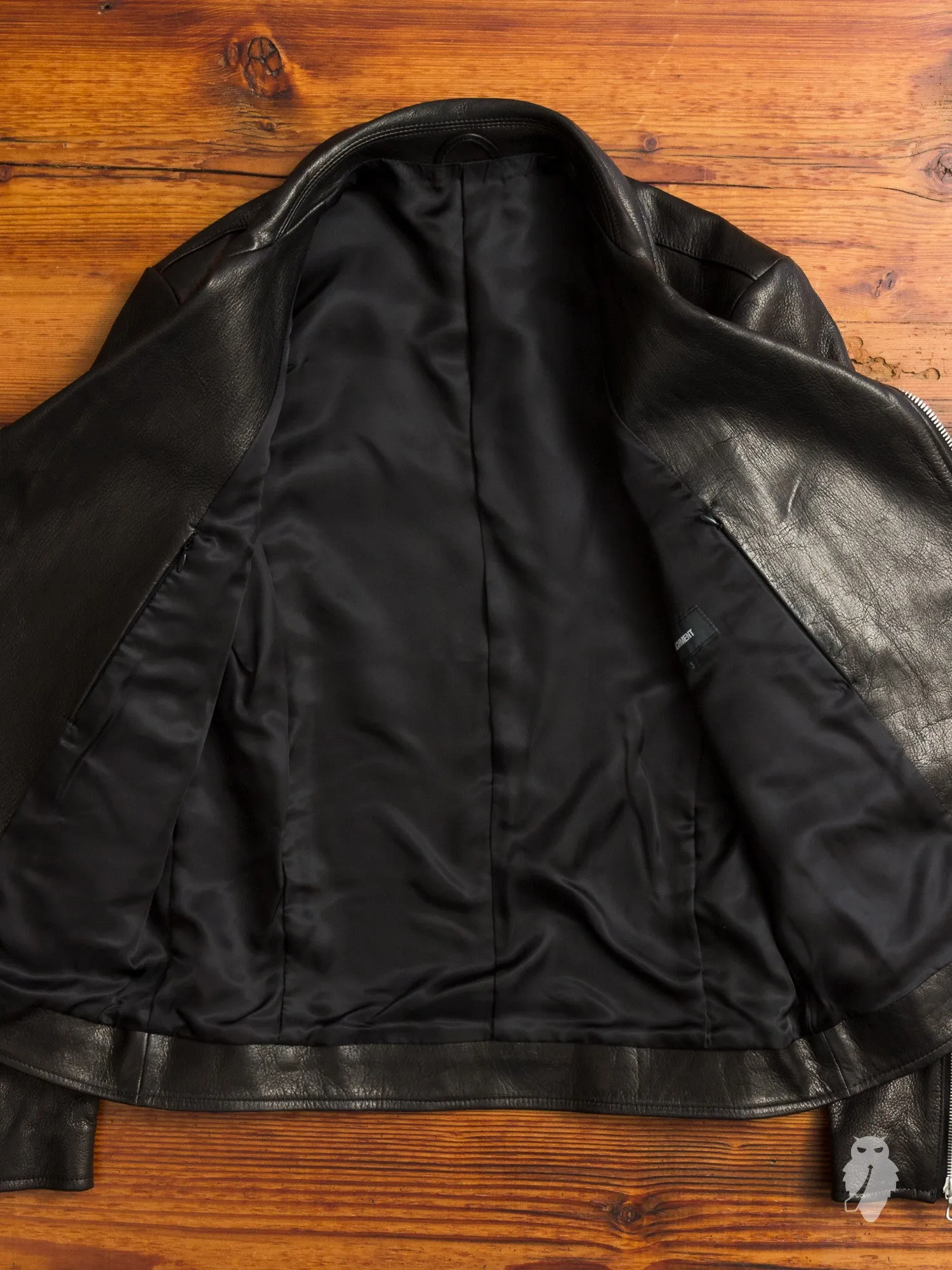 Leather Double Rider Jacket in Black