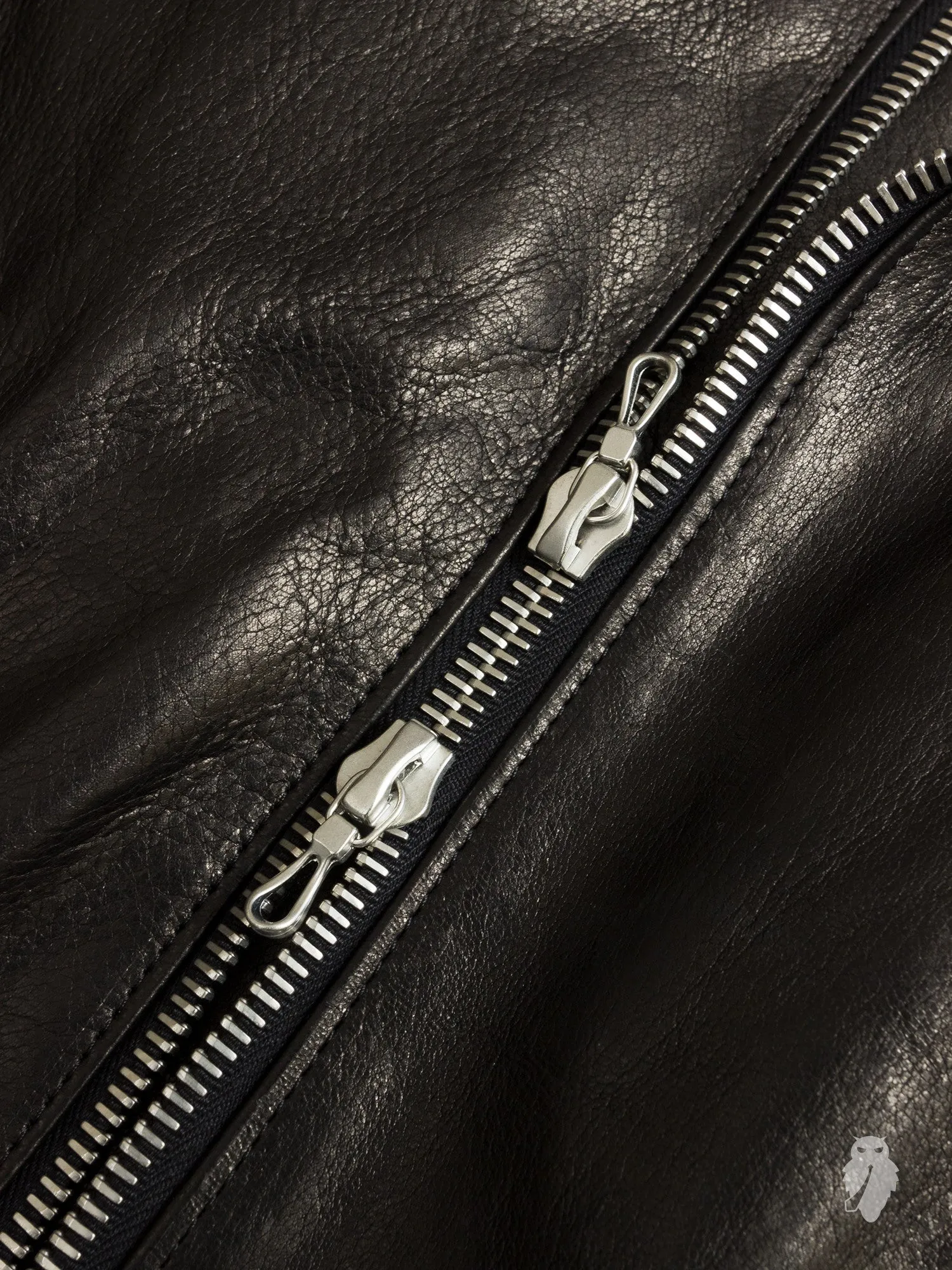 Leather Double Rider Jacket in Black