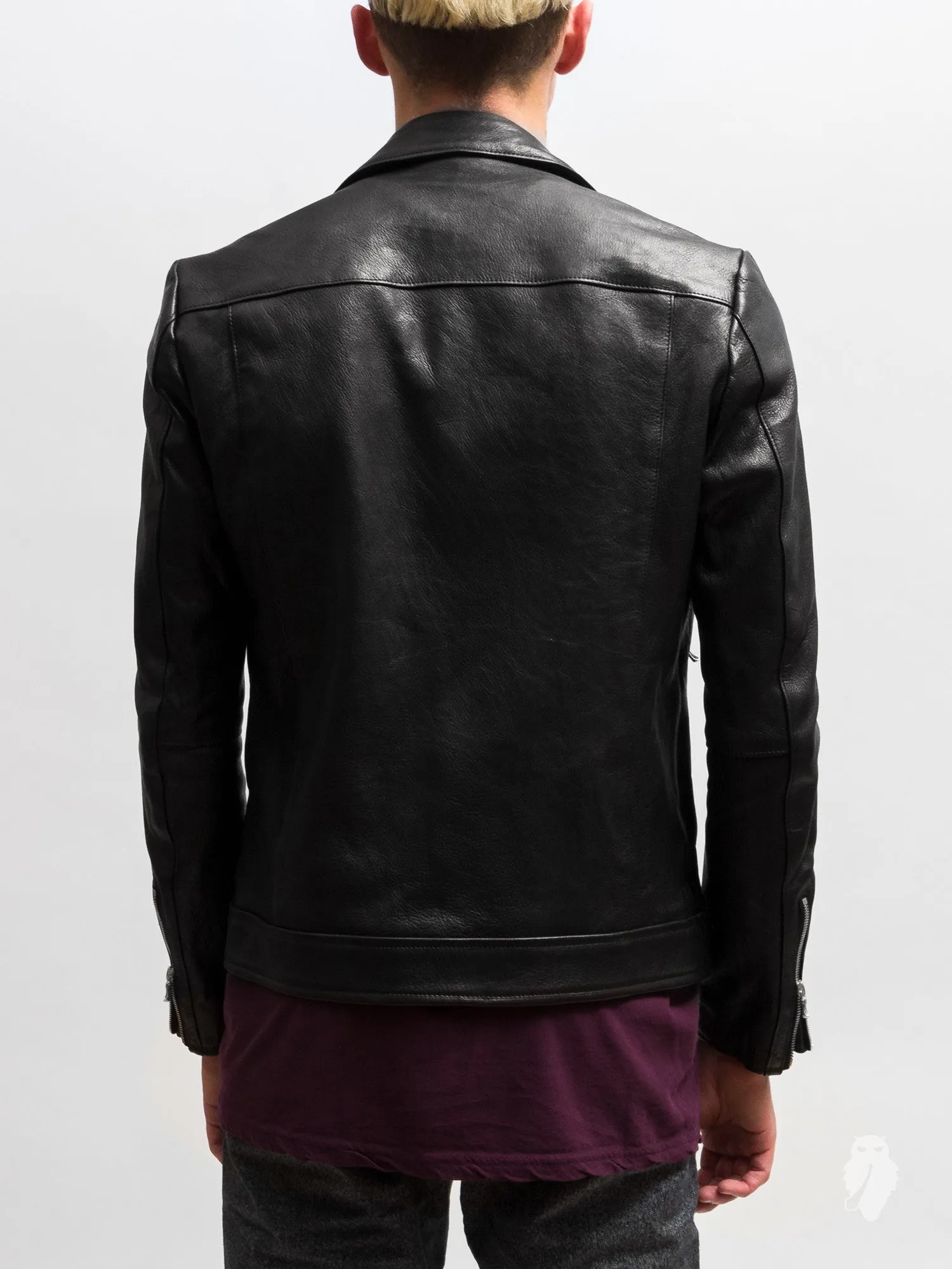 Leather Double Rider Jacket in Black