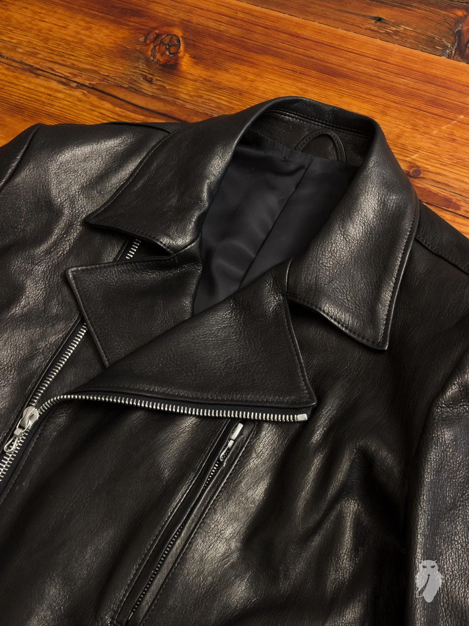 Leather Double Rider Jacket in Black