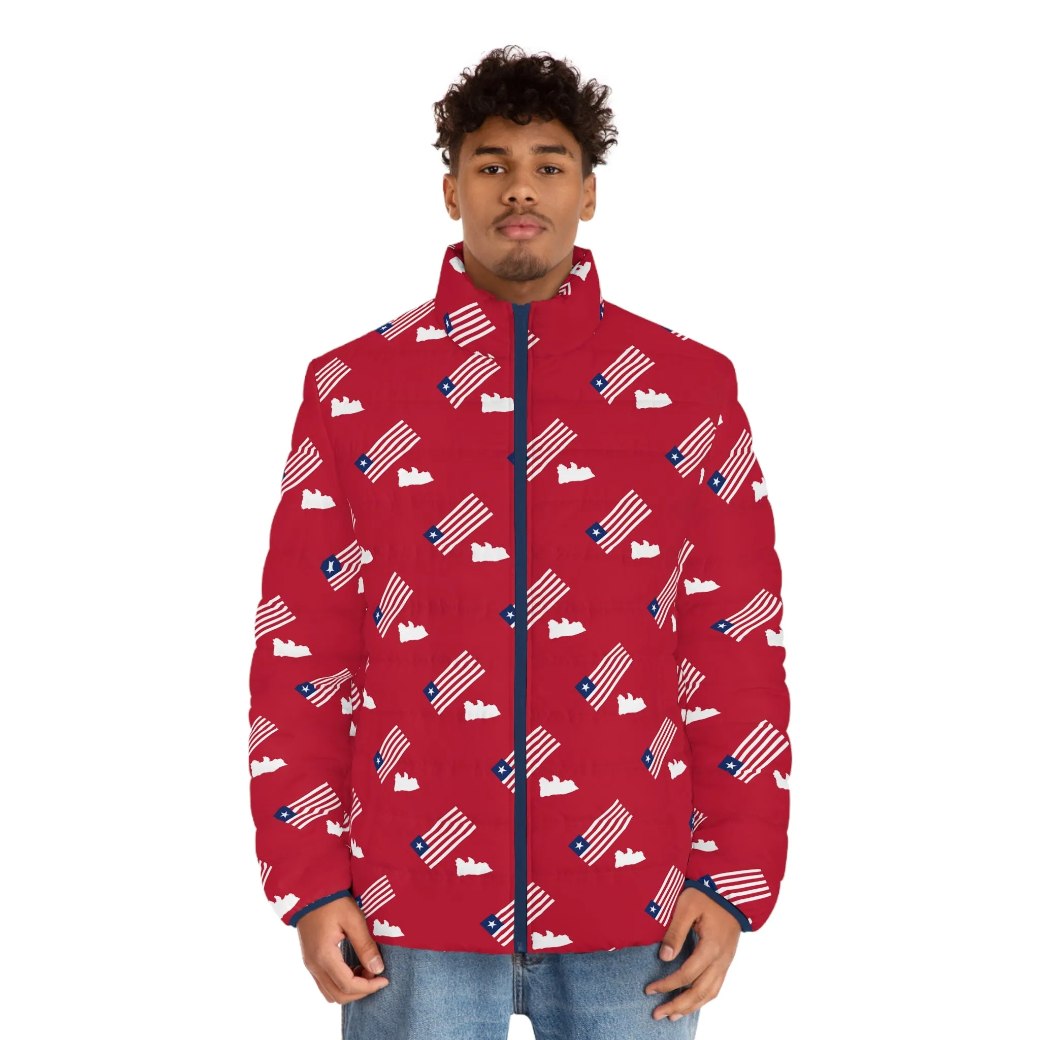 Liberia Flag/Map Men's Puffer Jacket
