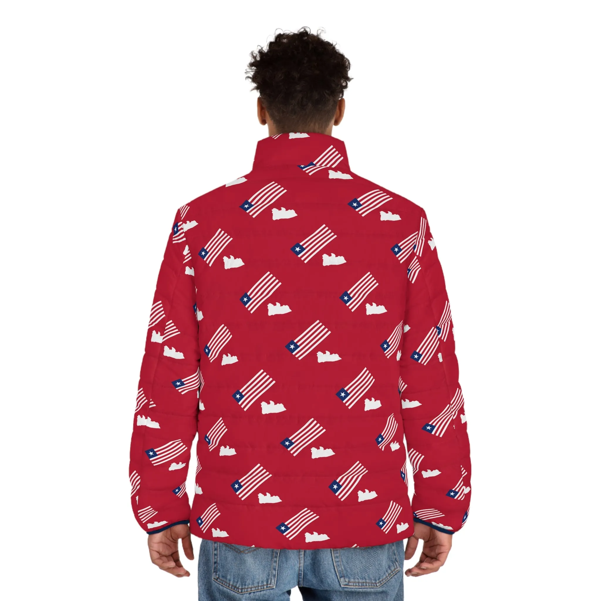 Liberia Flag/Map Men's Puffer Jacket