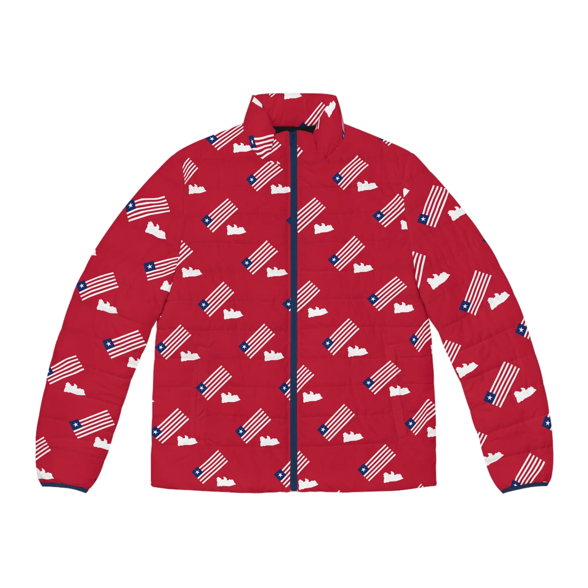 Liberia Flag/Map Men's Puffer Jacket