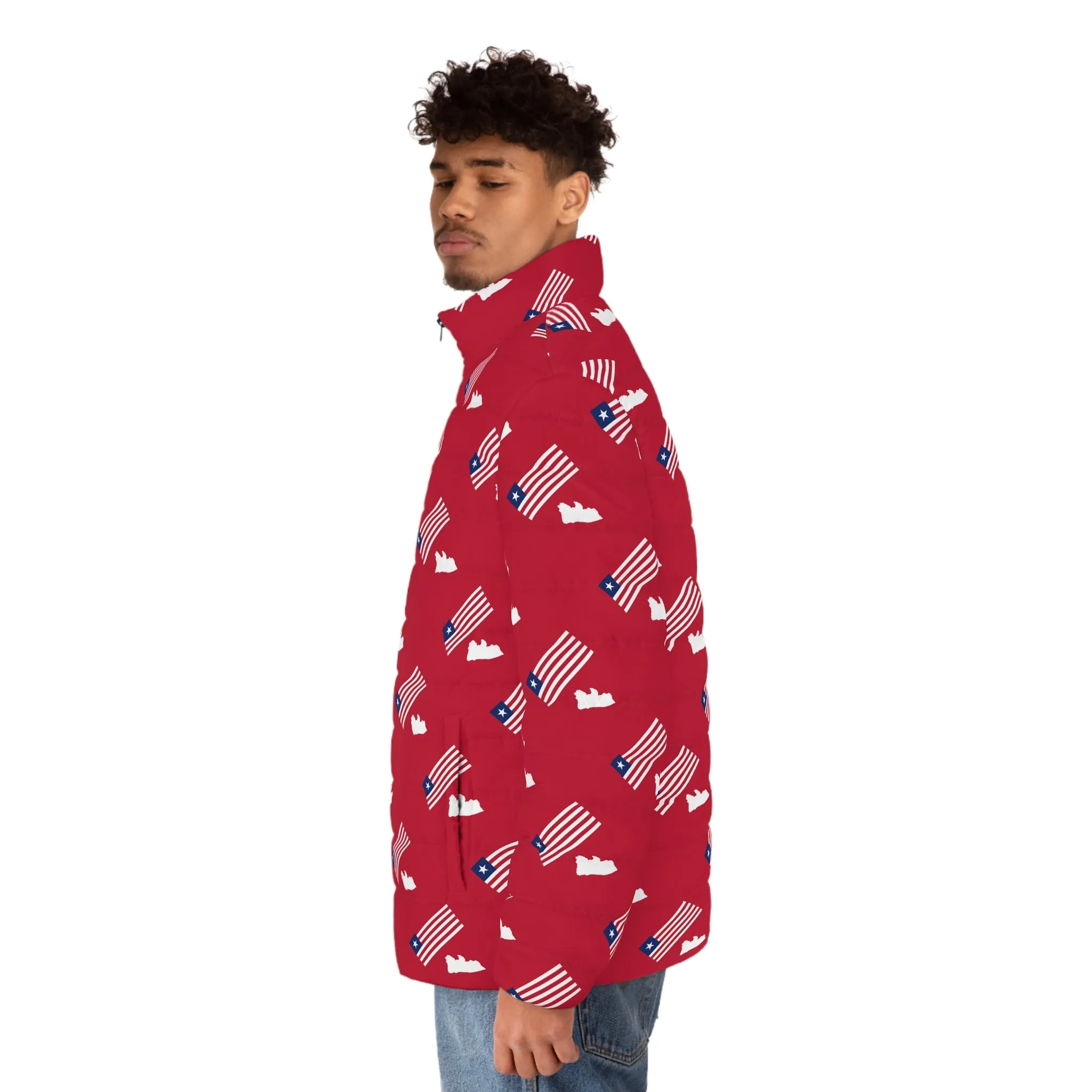 Liberia Flag/Map Men's Puffer Jacket