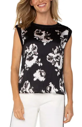 Liverpool Women's Sleeveless Woven Knit Top - Black/White