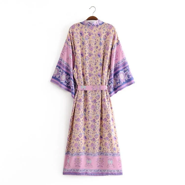 Long Kimono Lilac Flowers