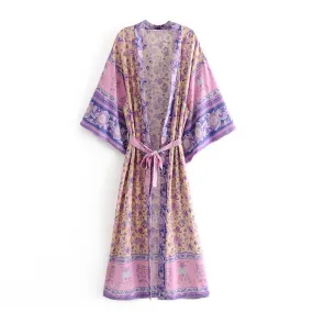 Long Kimono Lilac Flowers