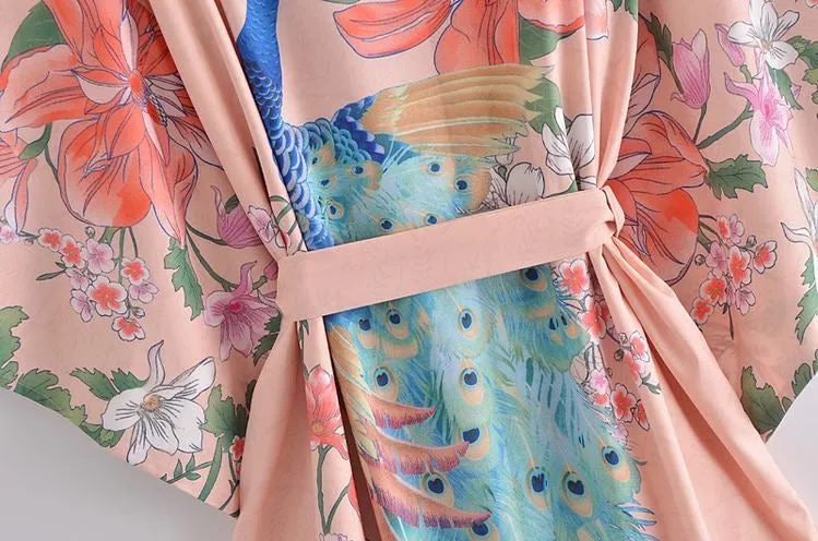 Long Kimono Peacock Beige