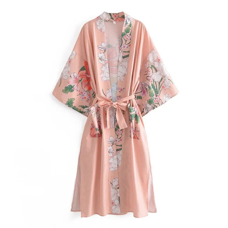 Long Kimono Peacock Beige