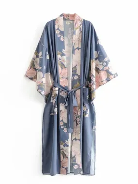 Long Kimono Peacock Blue