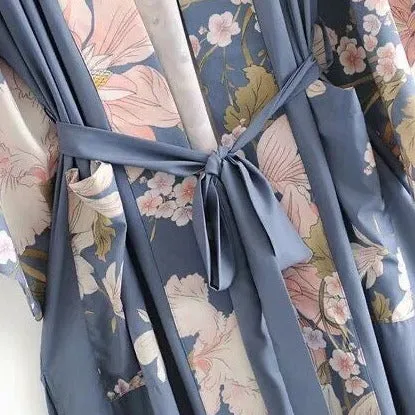 Long Kimono Peacock Blue