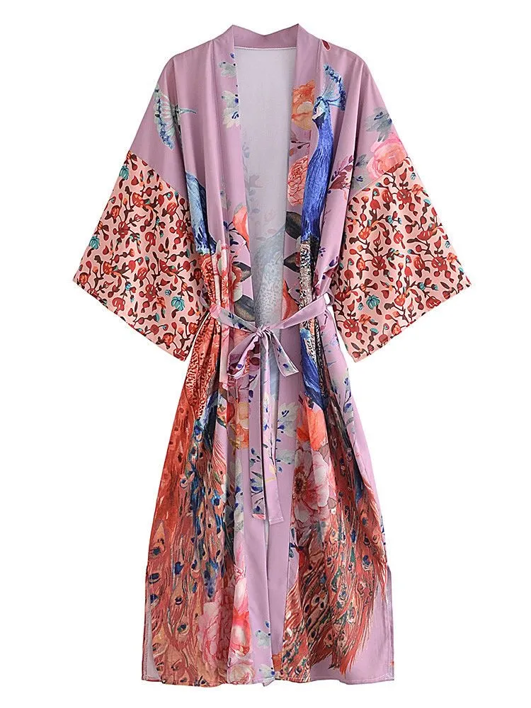 Long Kimono Peacock Lilac