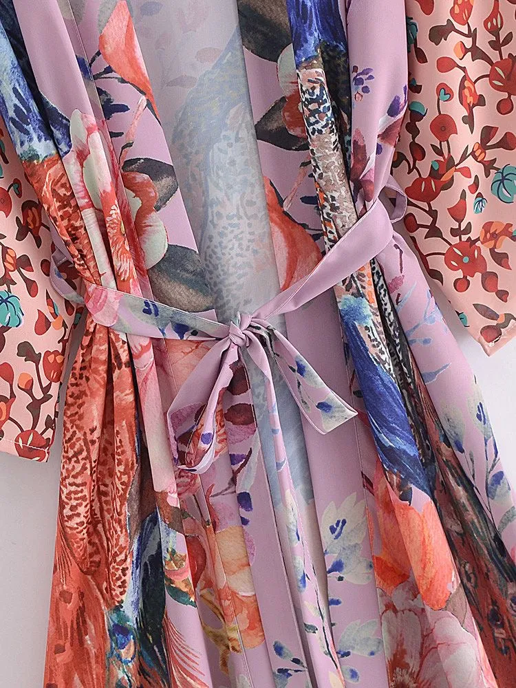 Long Kimono Peacock Lilac