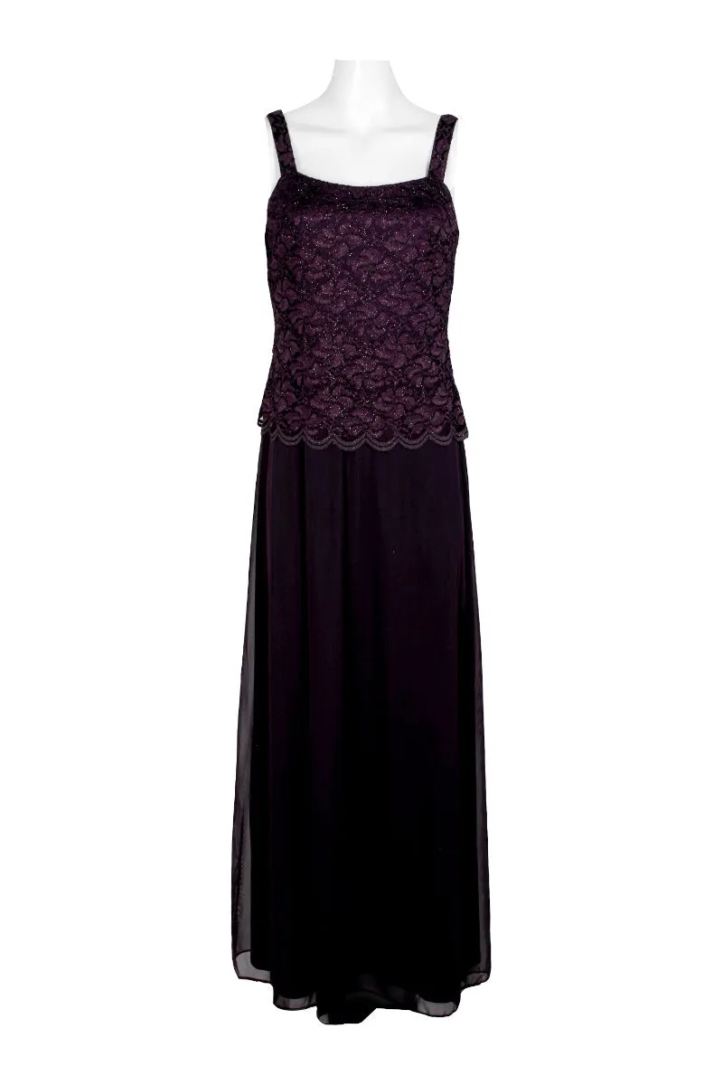 Marina Square Neck Sleeveless Embroidered Mesh Top Zipper Back with Jacket 2 Piece Set