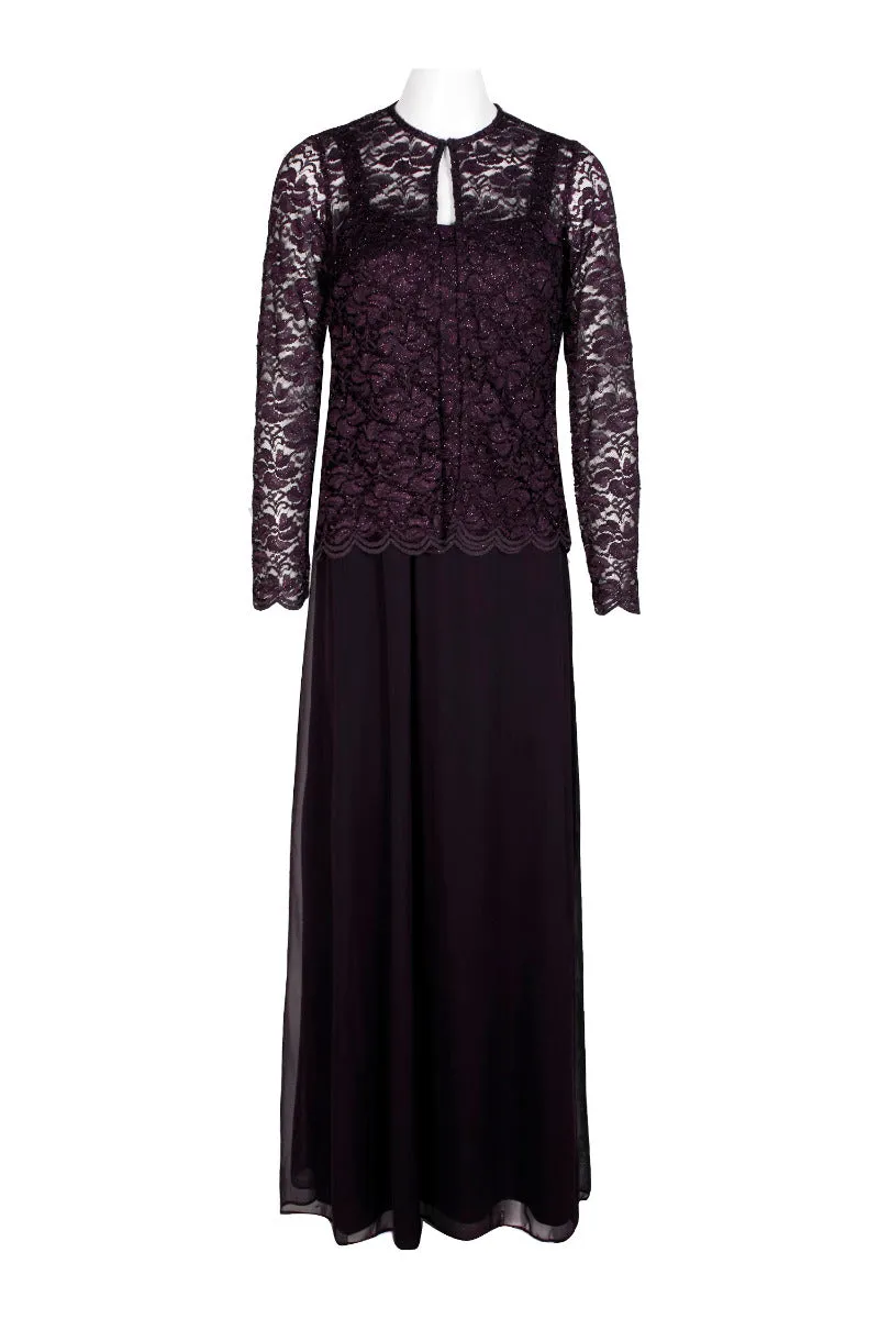 Marina Square Neck Sleeveless Embroidered Mesh Top Zipper Back with Jacket 2 Piece Set