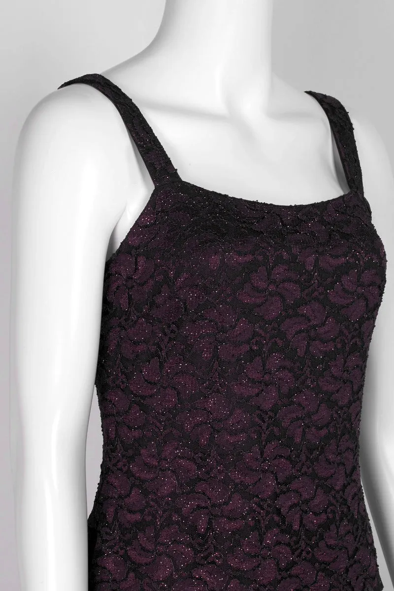 Marina Square Neck Sleeveless Embroidered Mesh Top Zipper Back with Jacket 2 Piece Set
