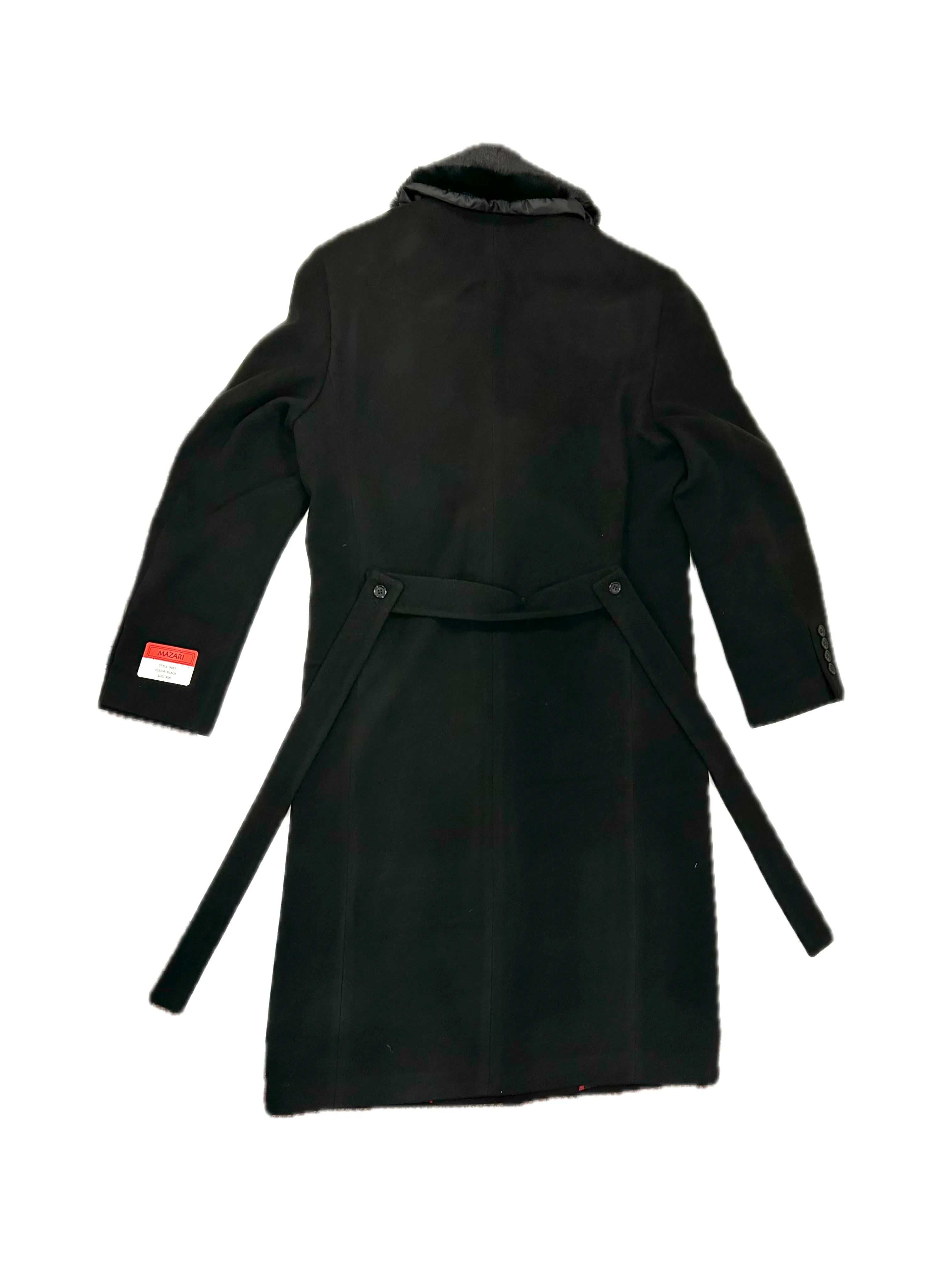 Mazari 9001 Top Coat With Fur Collar Black