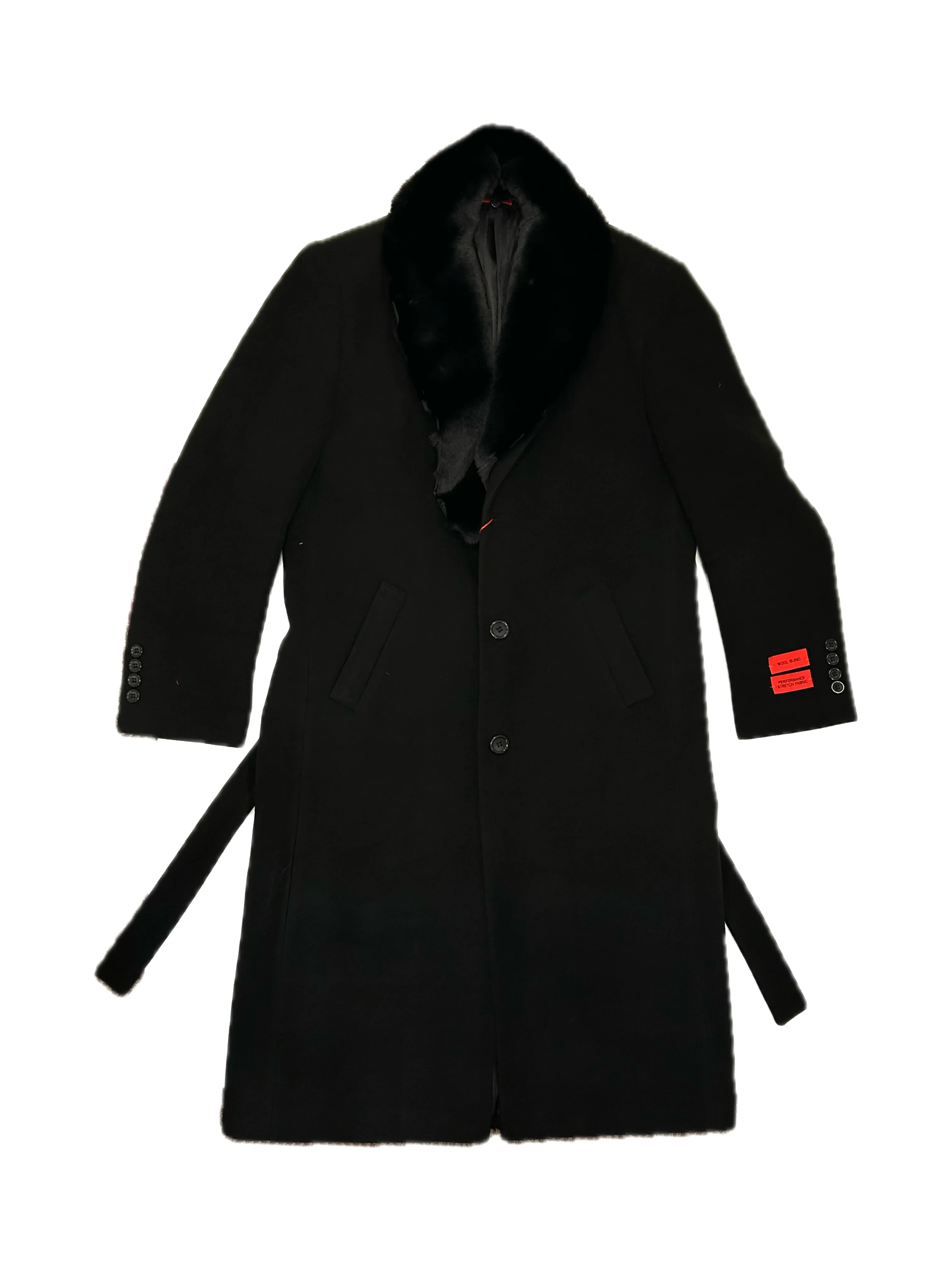 Mazari 9001 Top Coat With Fur Collar Black