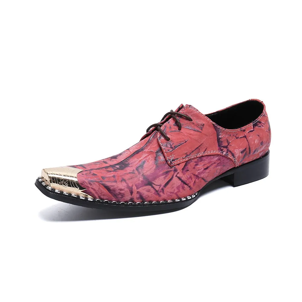 Men Lace Up Steel Toe Printed Oxford Shoes