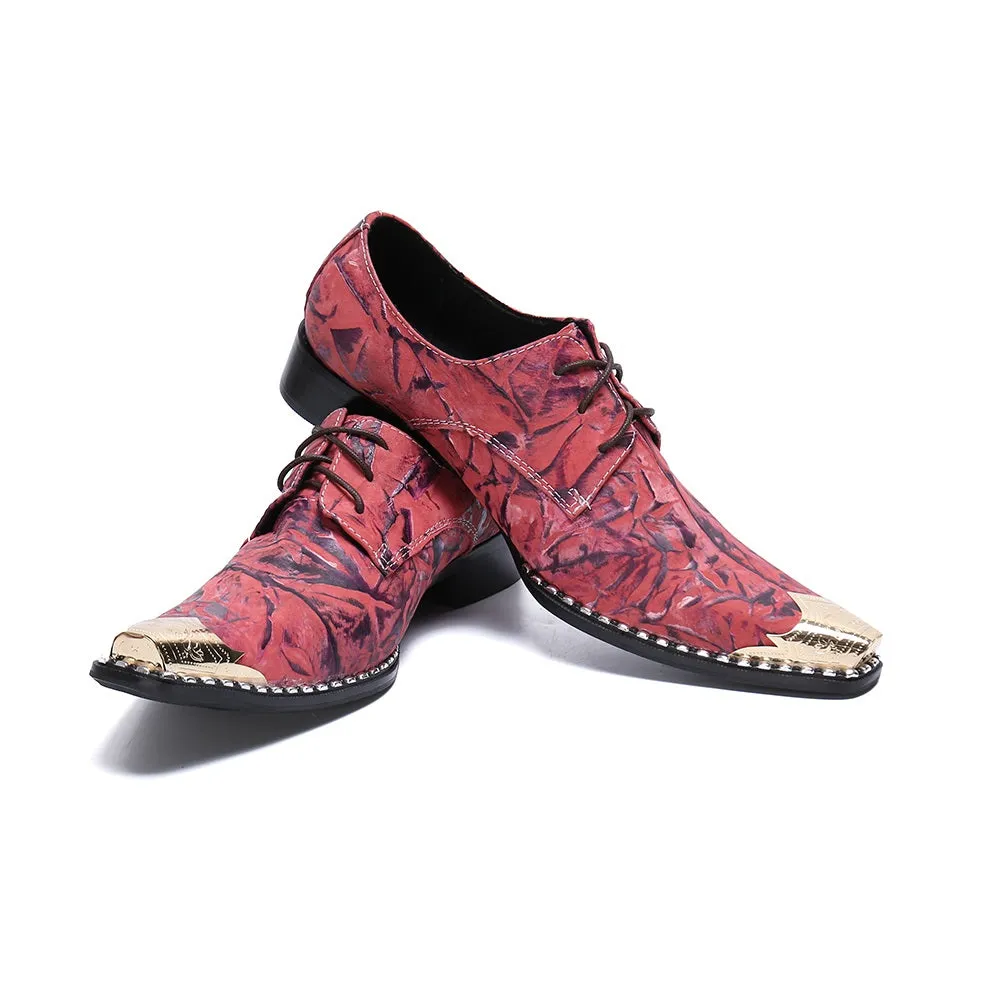 Men Lace Up Steel Toe Printed Oxford Shoes