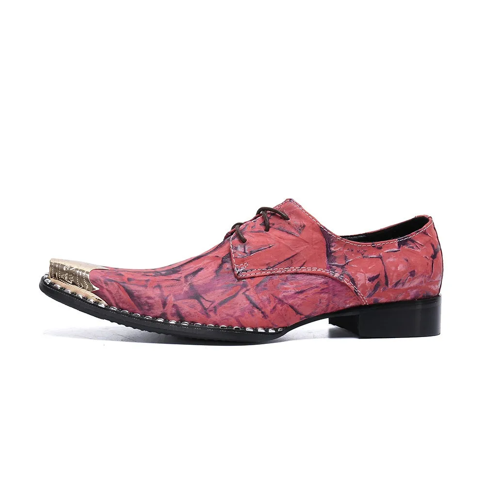 Men Lace Up Steel Toe Printed Oxford Shoes