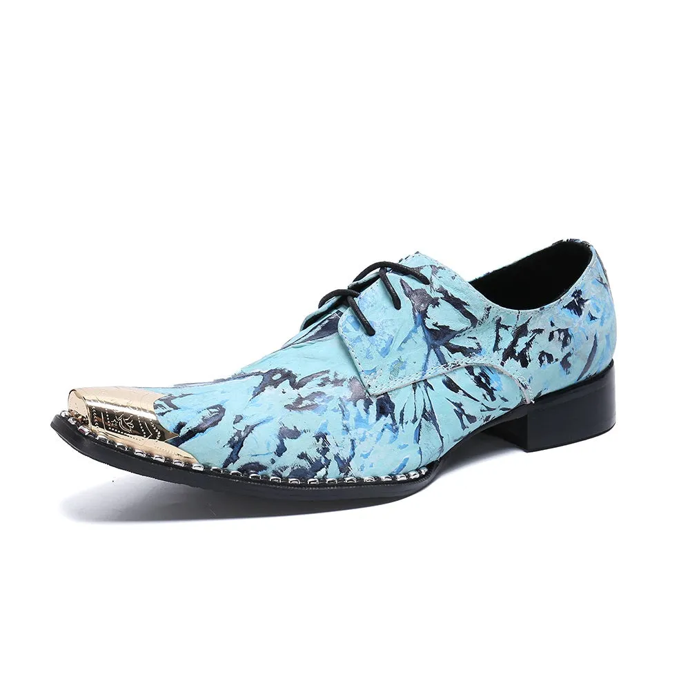 Men Lace Up Steel Toe Printed Oxford Shoes