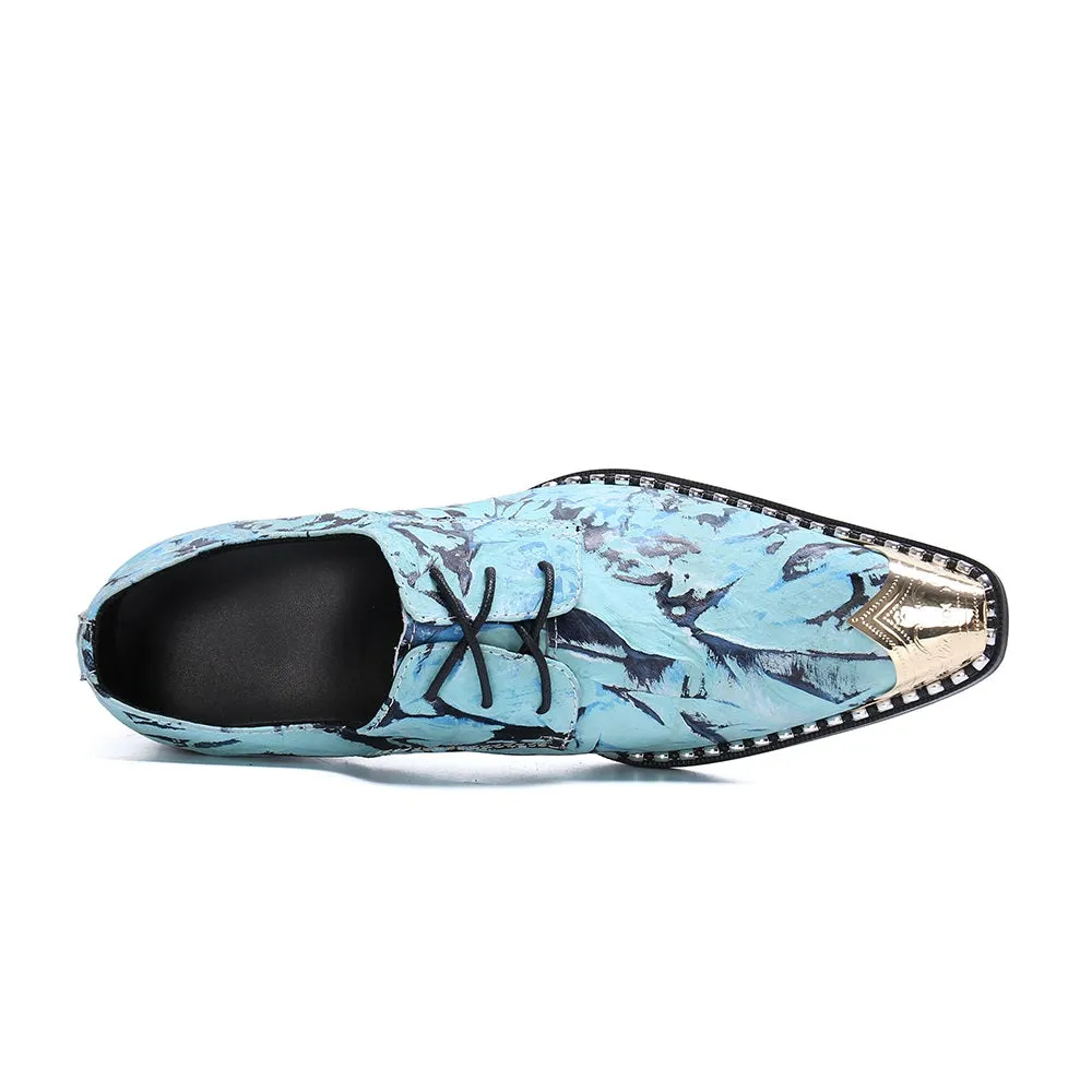 Men Lace Up Steel Toe Printed Oxford Shoes