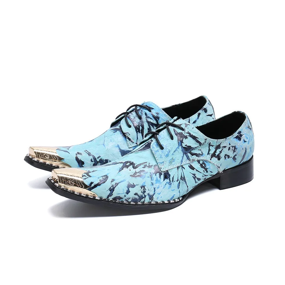 Men Lace Up Steel Toe Printed Oxford Shoes