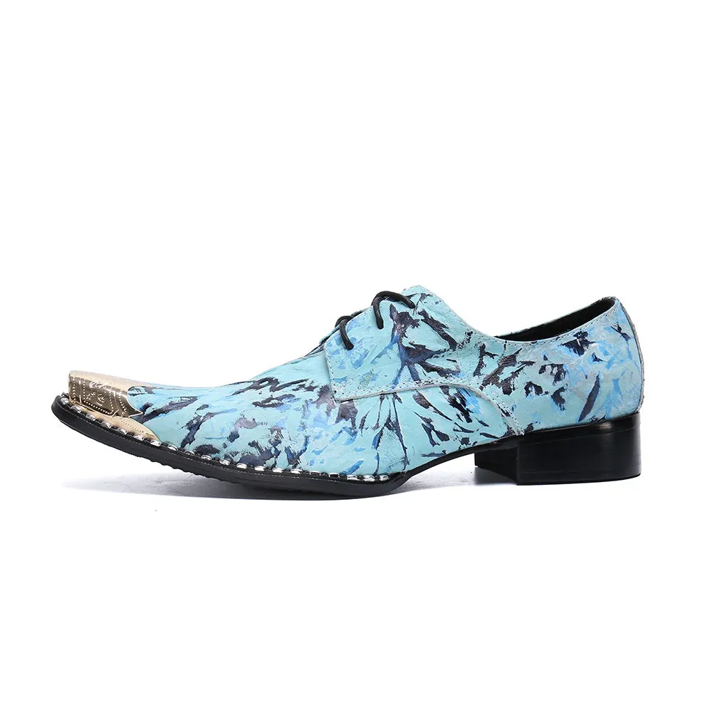 Men Lace Up Steel Toe Printed Oxford Shoes