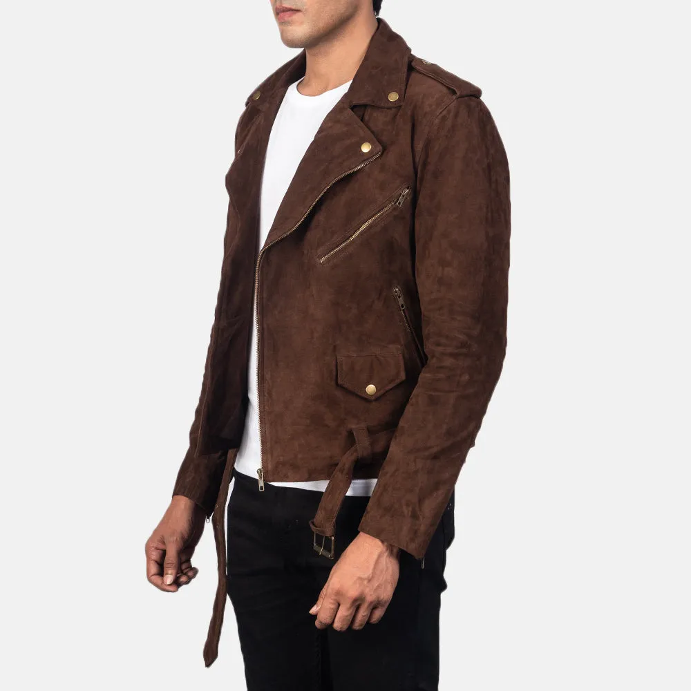 Men’s Brown Suede Biker Jacket | Notch Collar & Stylish Design