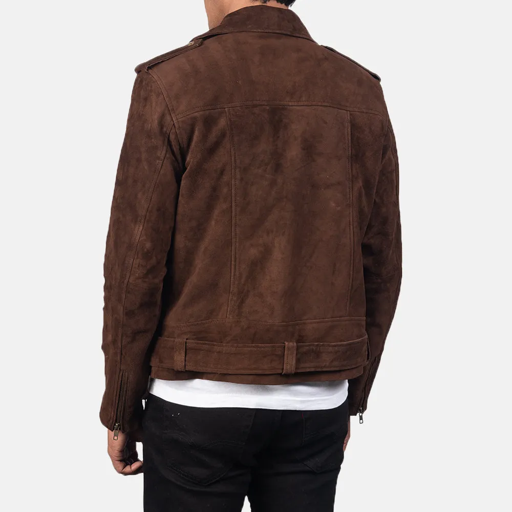 Men’s Brown Suede Biker Jacket | Notch Collar & Stylish Design