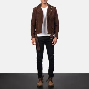 Men’s Brown Suede Biker Jacket | Notch Collar & Stylish Design