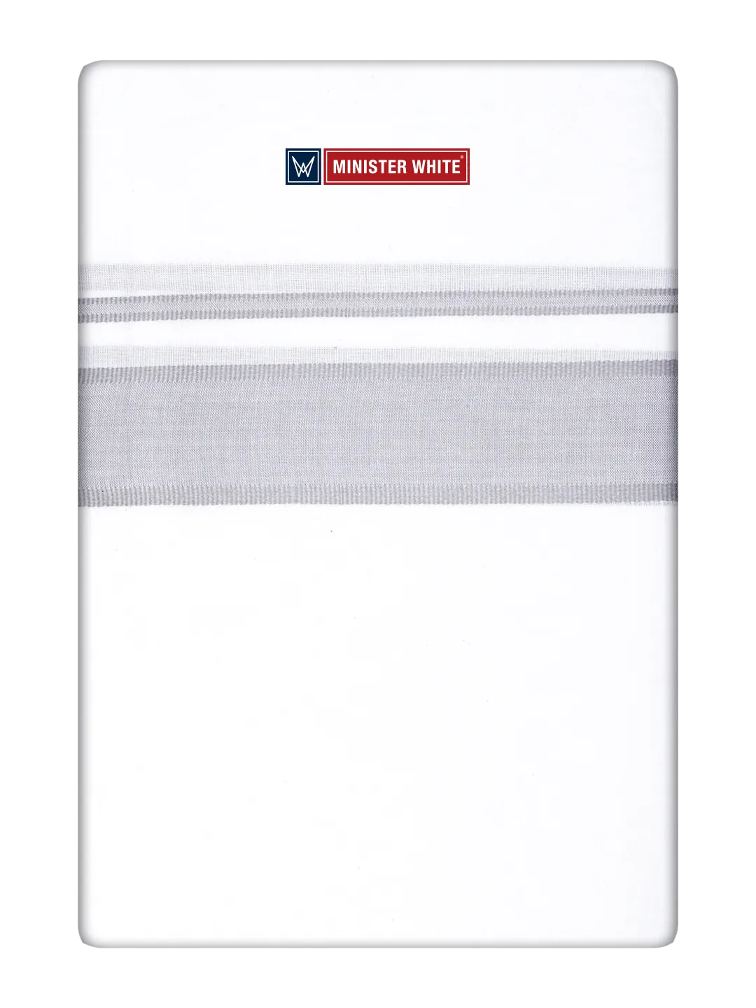 Mens Cotton White Double Layered Dhoti with Cement Fancy Kara - Empuran