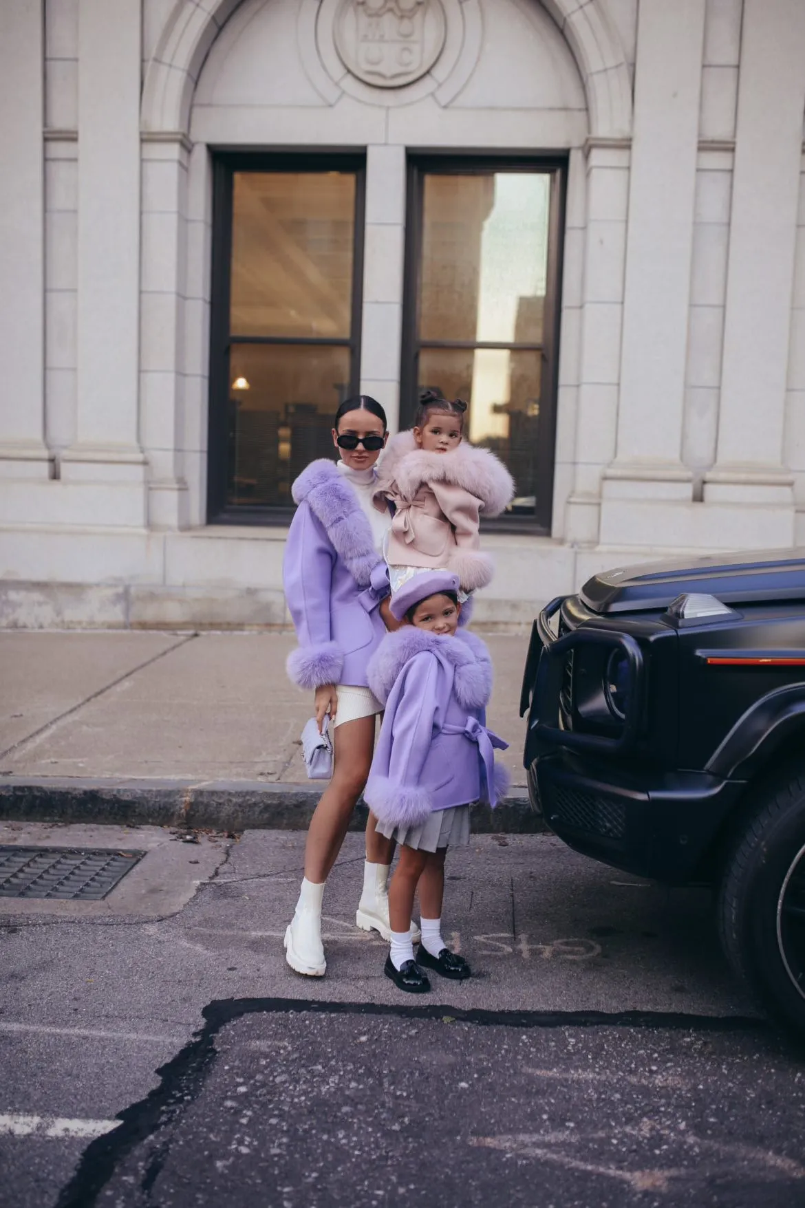 MI LOVES SIGNATURE Luxurious Anna cashmere kids coat with Fox fur trim and cuffs in Beautiful Nude colour