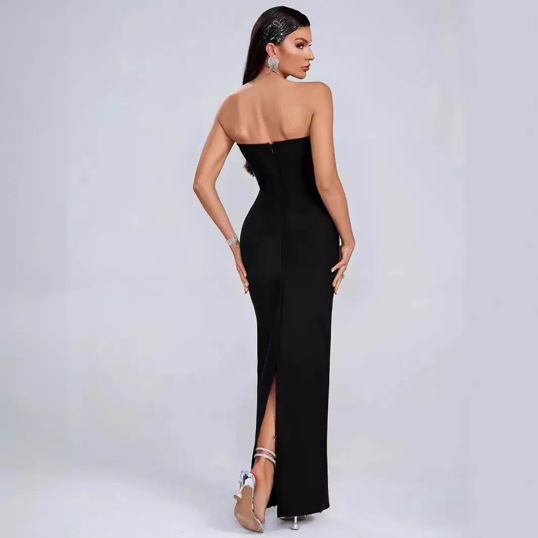 Midnight Luxe: Diamond Knit Backless Maxi Dress