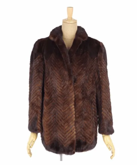 Mink Fur Ladies Coat in Brown