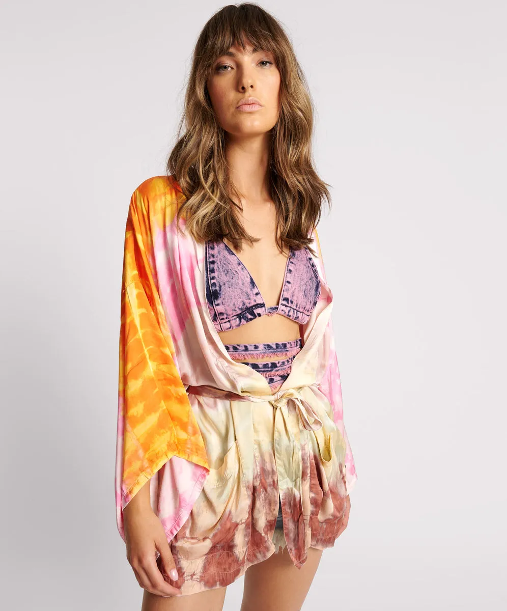 MIRAGE HAND DYED SATIN KIMONO