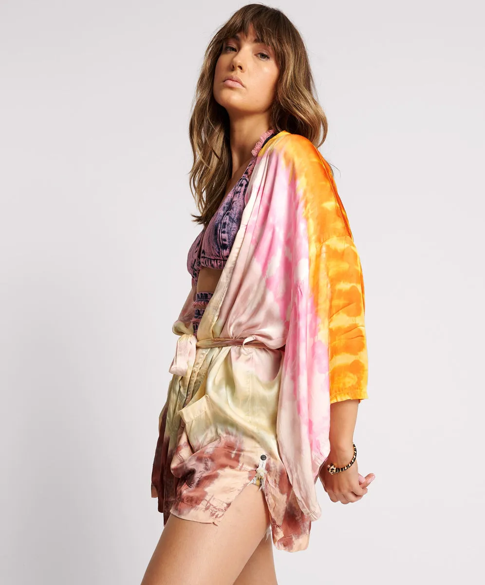 MIRAGE HAND DYED SATIN KIMONO