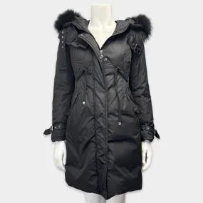 Moncler Women's Black Puffer Parka Coat With Fur Hood
