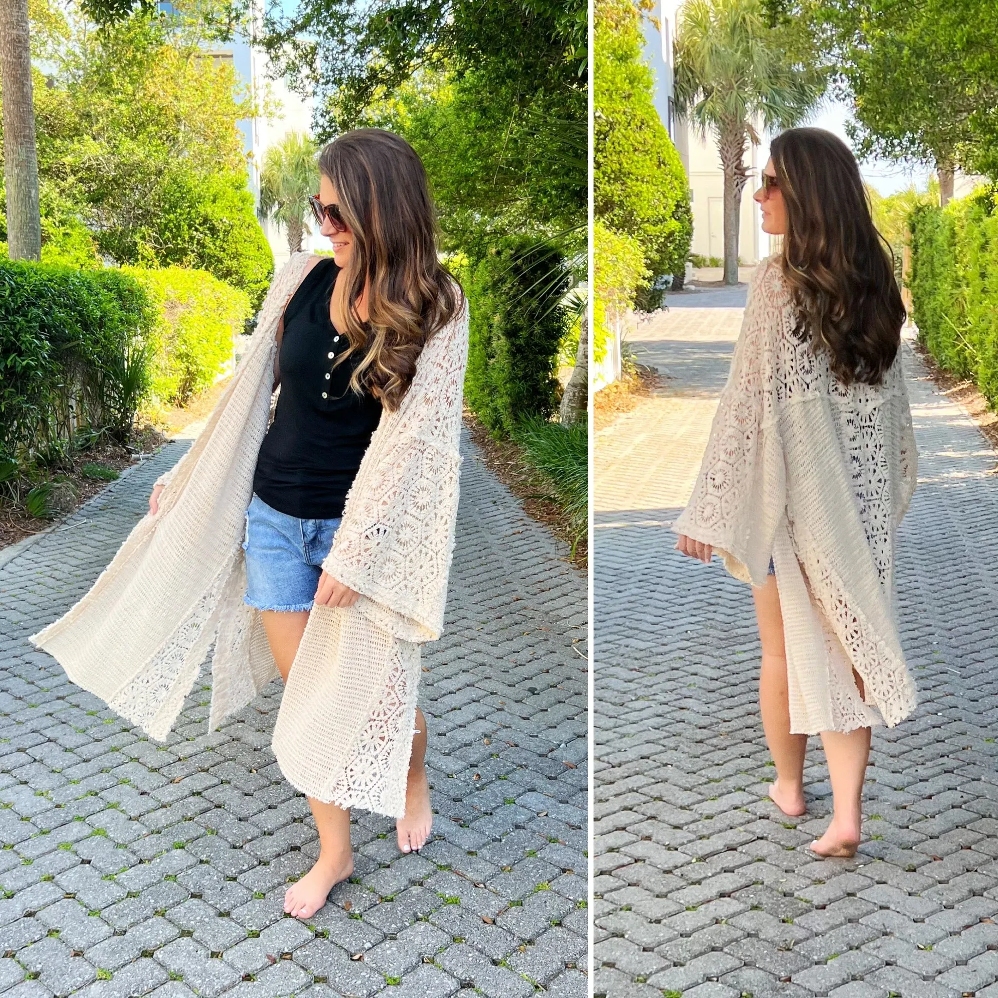 Multi Textured Natural Kimono by POL