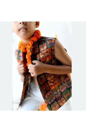 Multicolor Owl Printed Jacquard Jacket