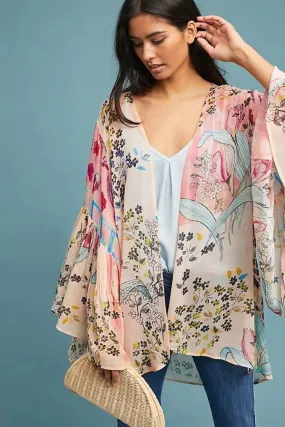 Mystical Garden Ruffle Sleeve Kimono
