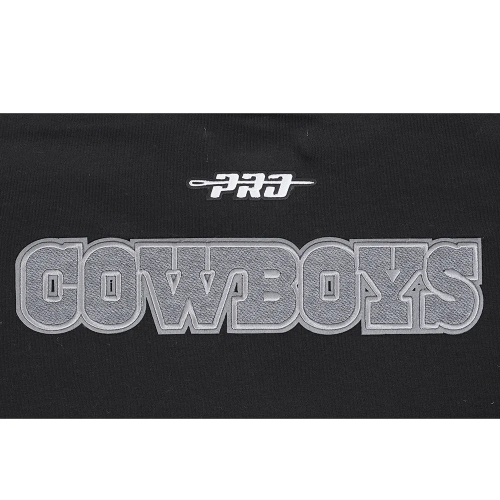 NFL DALLAS COWBOYS REVERSE FRENCH TERRY MEN'S DROP SHOULDER FLC PO H (BLACK)