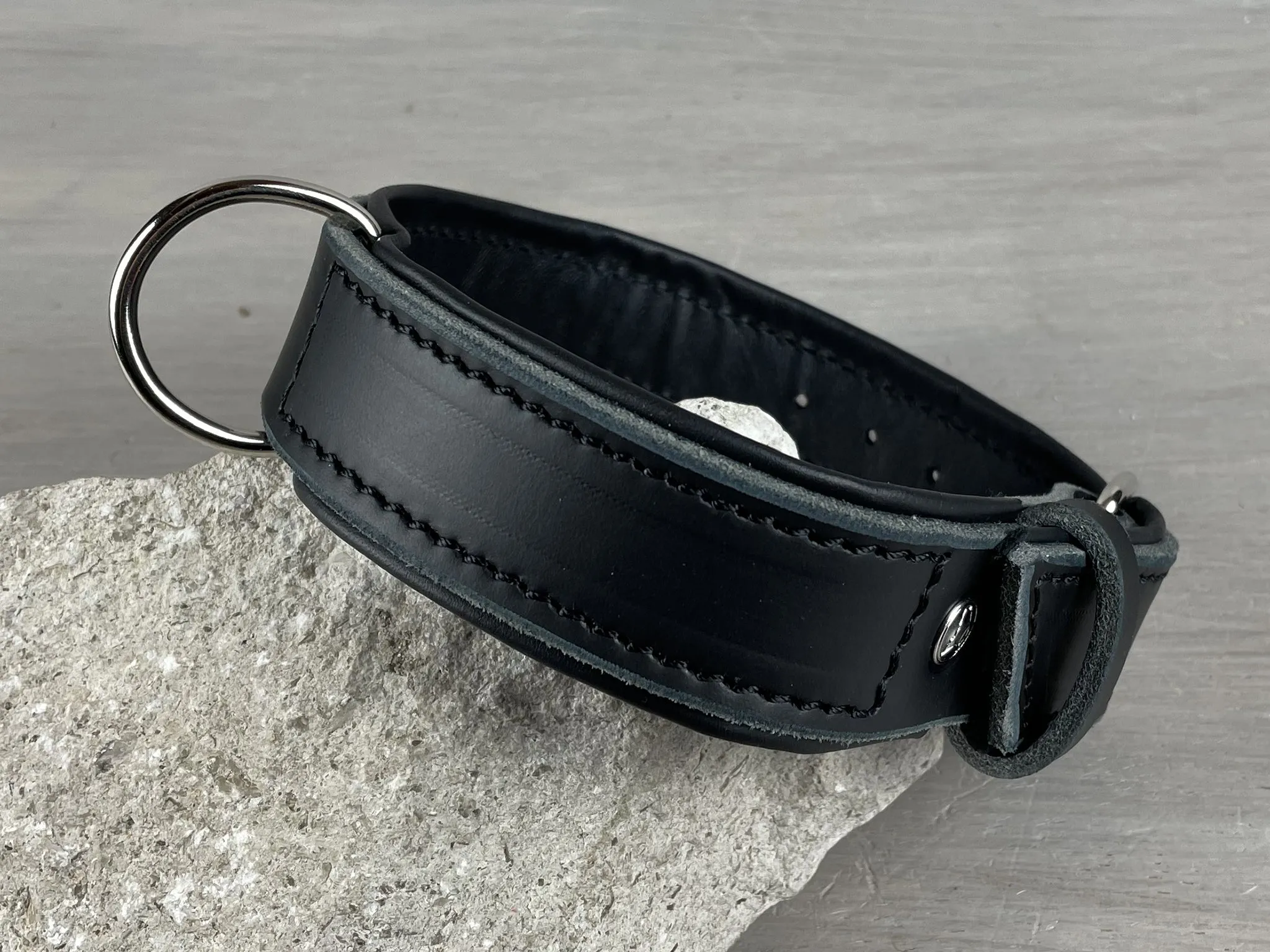 Padded Leather Dog Collar with Central Leash Attachment
