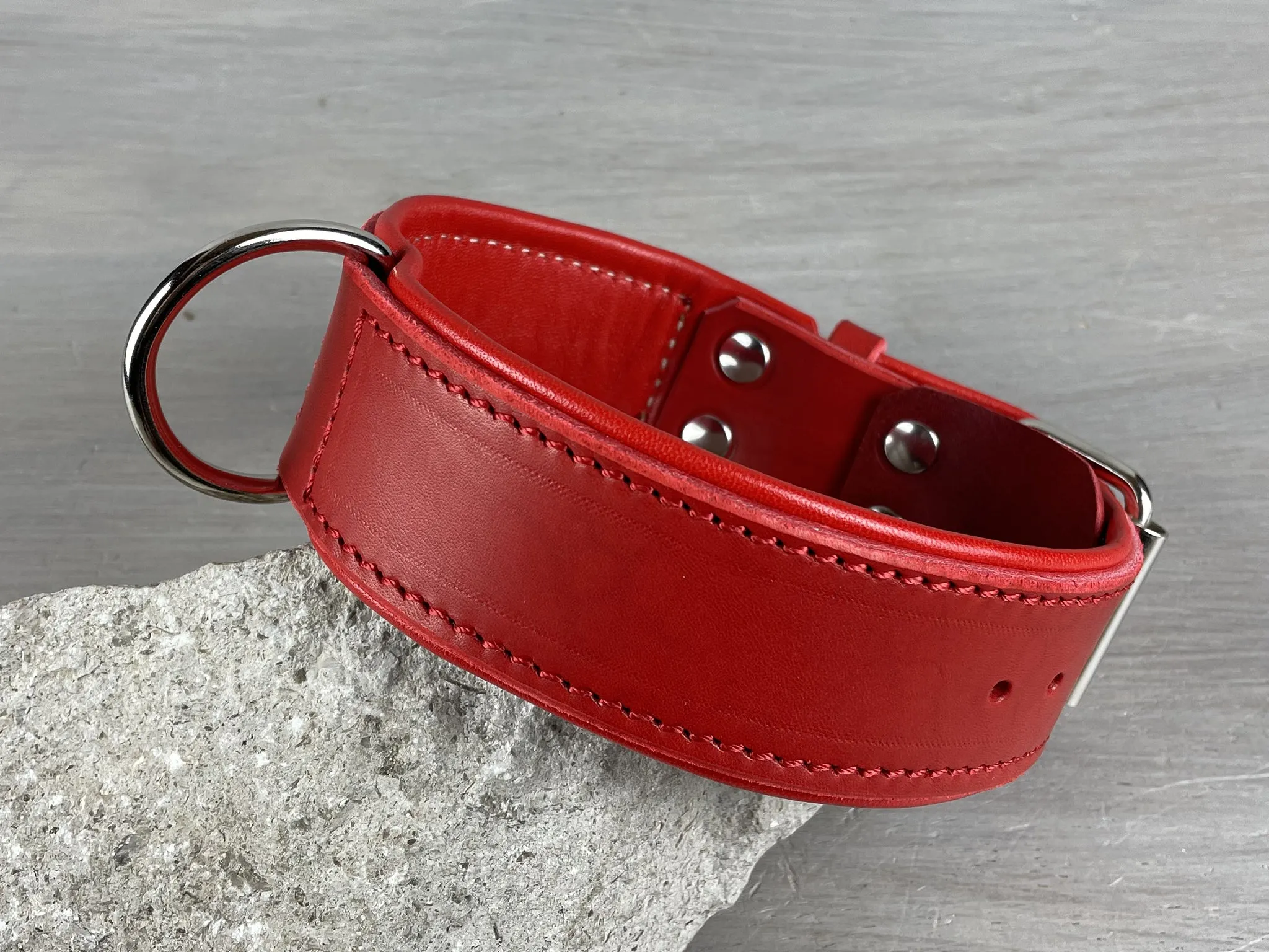 Padded Leather Dog Collar with Central Leash Attachment