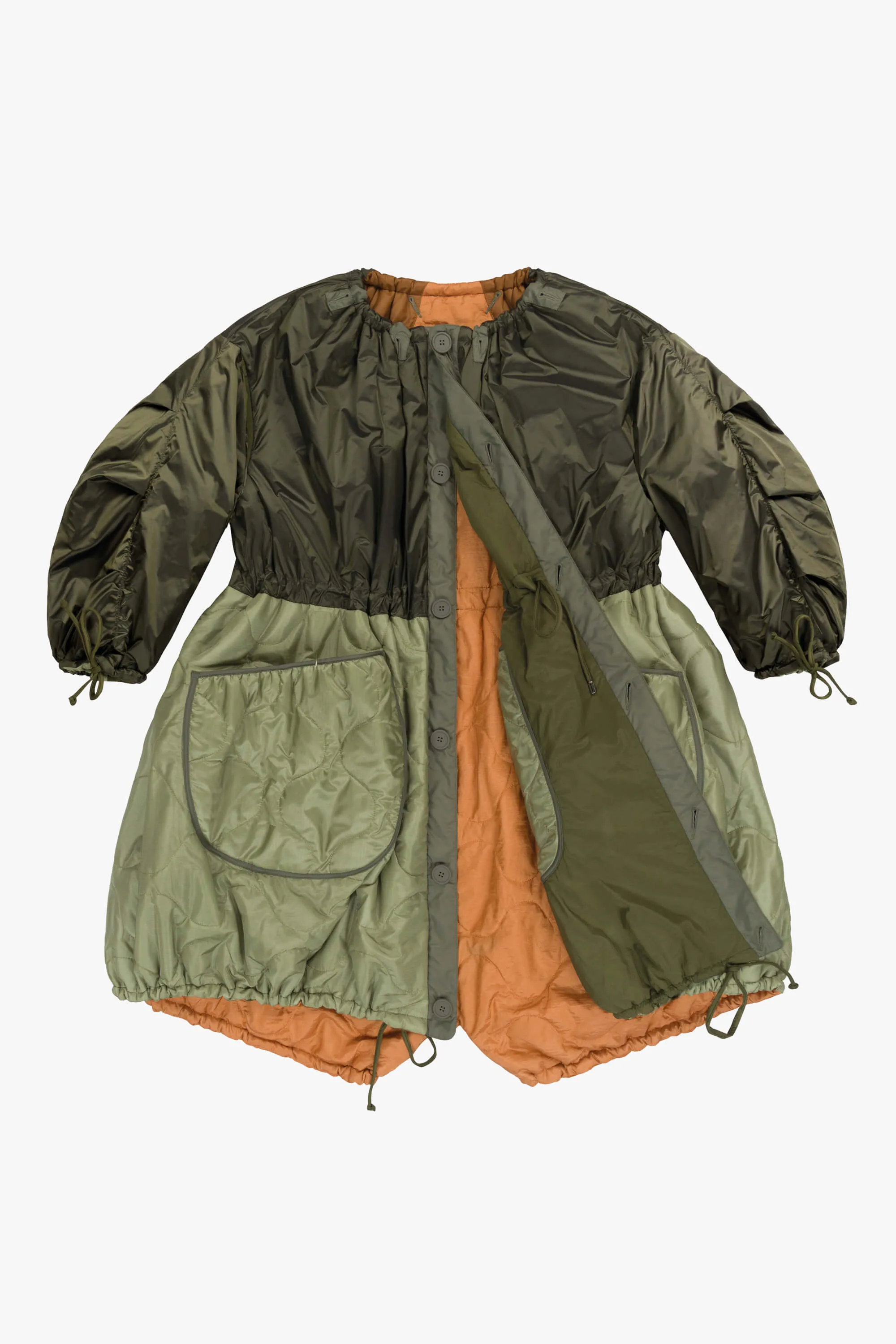 Patchwork Parachute Parka - Olive / Olive