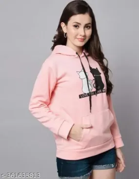 Peach 2 Cat Print Hoodie