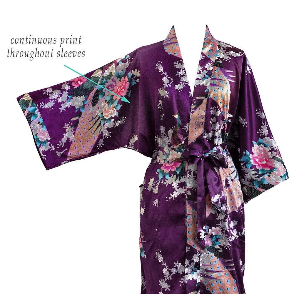 Peacock & Blossoms Short Kimono Robe